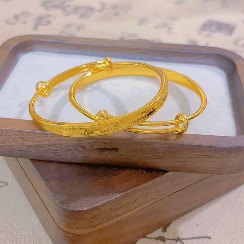 Bracelet jonc ajustable en cuivre à motif écailles de dragon pour femme - Or - image 4
