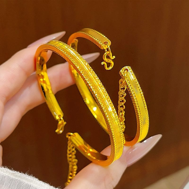 Bracelet vintage ouvert et ajustable avec pompon en forme de calebasse, bracelet rétro plaqué électrolytique pour femme - image 0