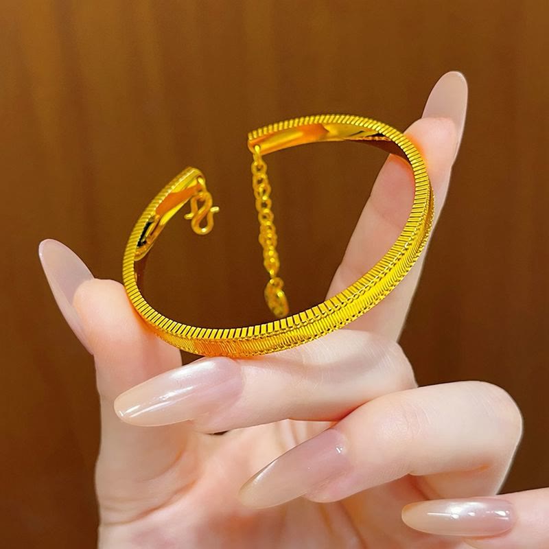 Bracelet vintage ouvert et ajustable avec pompon en forme de calebasse, bracelet rétro plaqué électrolytique pour femme - image 2