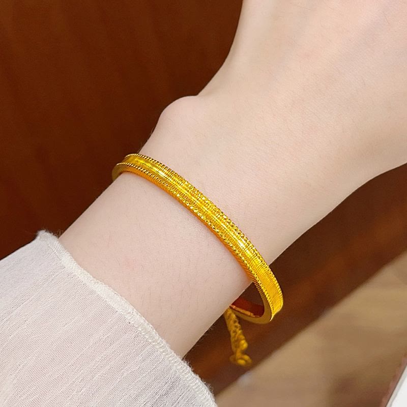 Bracelet vintage ouvert et ajustable avec pompon en forme de calebasse, bracelet rétro plaqué électrolytique pour femme - image 4