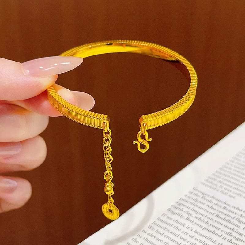Bracelet vintage ouvert et ajustable avec pompon en forme de calebasse, bracelet rétro plaqué électrolytique pour femme - image 3