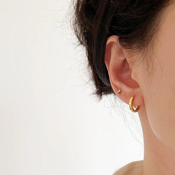 Boucles d'oreilles créoles œil de chat texturées en argent S925 pour femmes - image 13