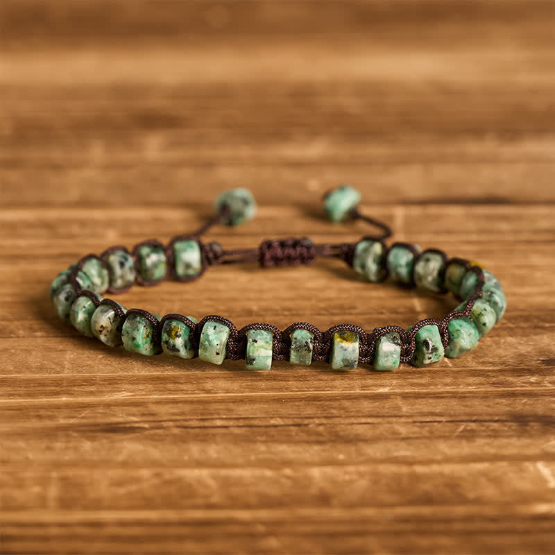 Bracelet en macramé ajustable fait main avec pierre de tourmaline verte - Vert - image 0