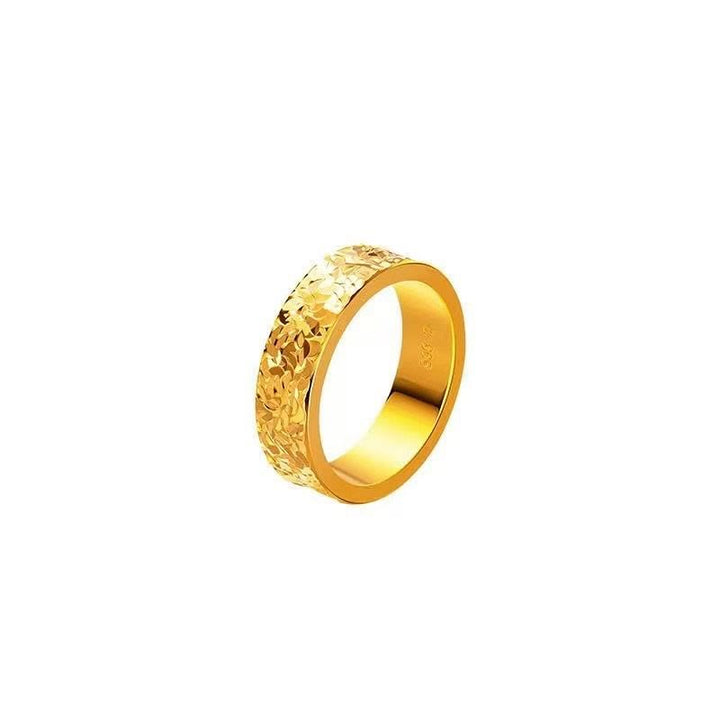 Bague en acier titane texturé effet glace pilée, anneau doré pour femme - image 7