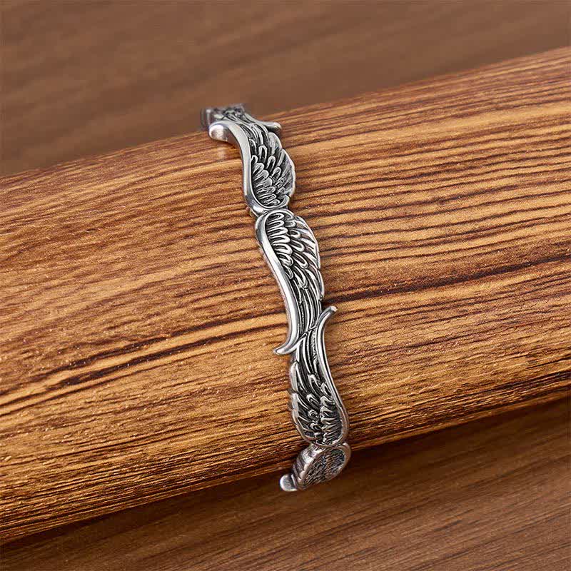Bracelet manchette ouvert en plumes d'ange western « Fall From Heaven » - image 1