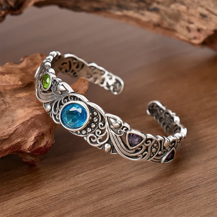 Bracelet manchette ajouré orné de pierres précieuses - image 3