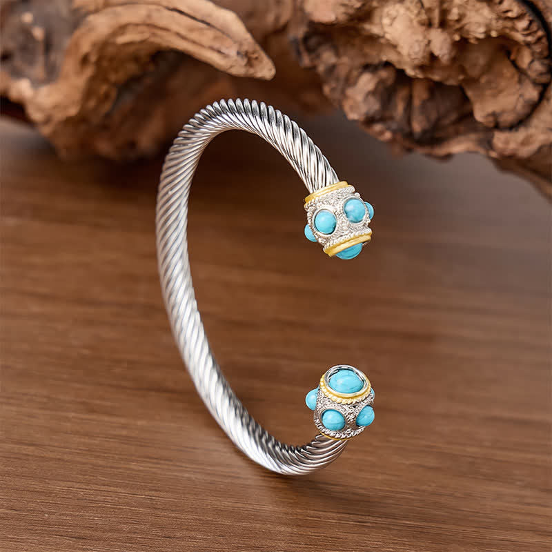 Bracelet manchette ouvert torsadé en turquoise éternelle - image 3