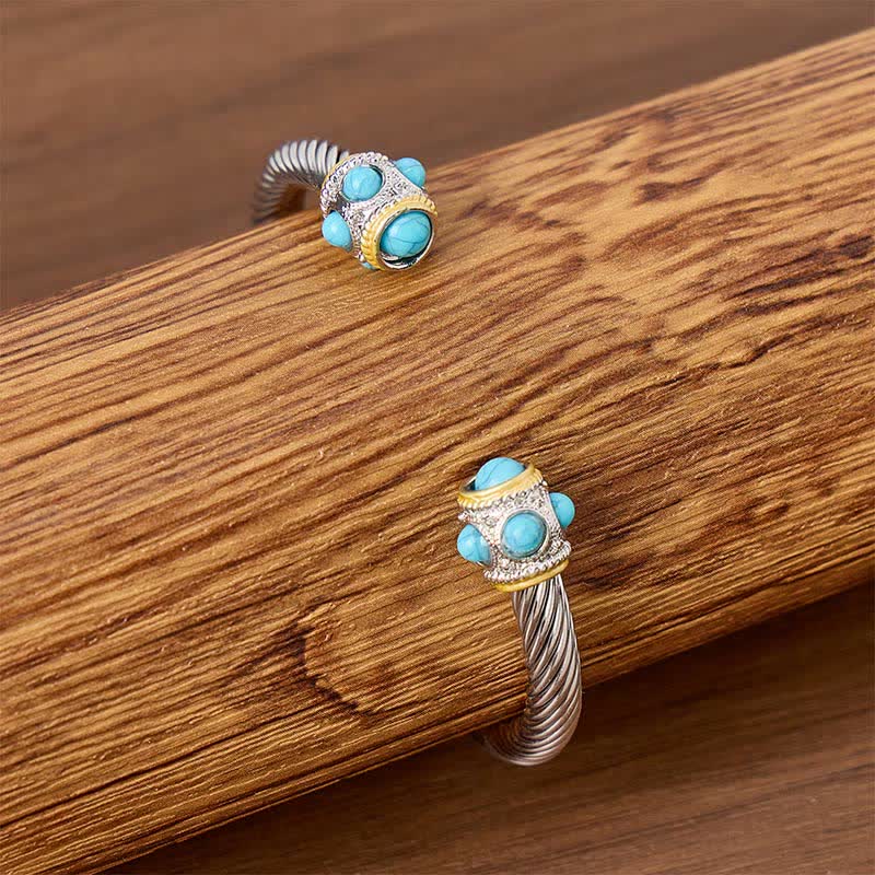 Bracelet manchette ouvert torsadé en turquoise éternelle - image 2