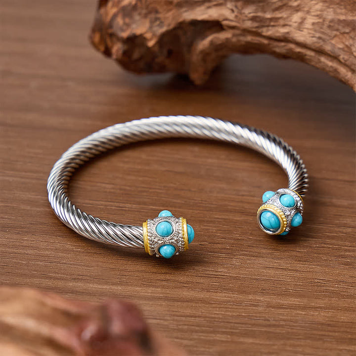 Bracelet manchette ouvert torsadé en turquoise éternelle - image 4