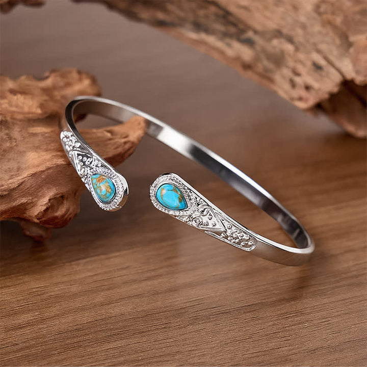 Bracelet manchette ouvert Rugged Beauty à double larme turquoise - image 2