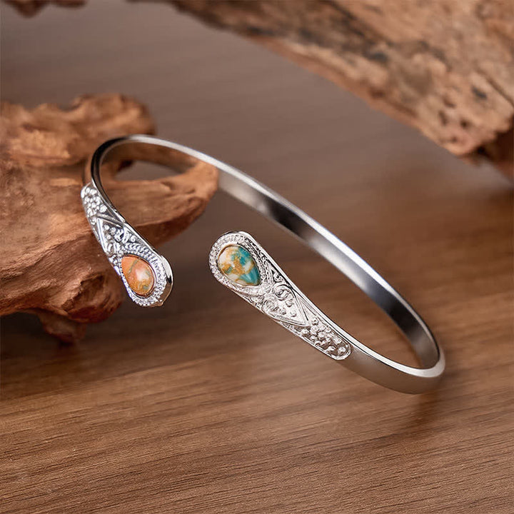 Bracelet manchette ouvert Rugged Beauty à double larme turquoise - image 10