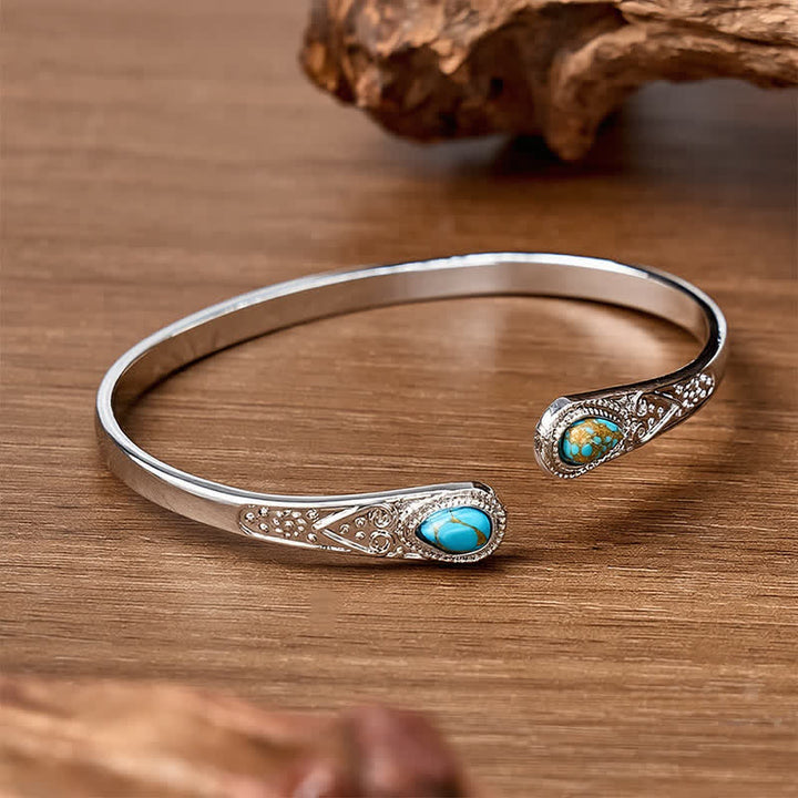 Bracelet manchette ouvert Rugged Beauty à double larme turquoise - image 3