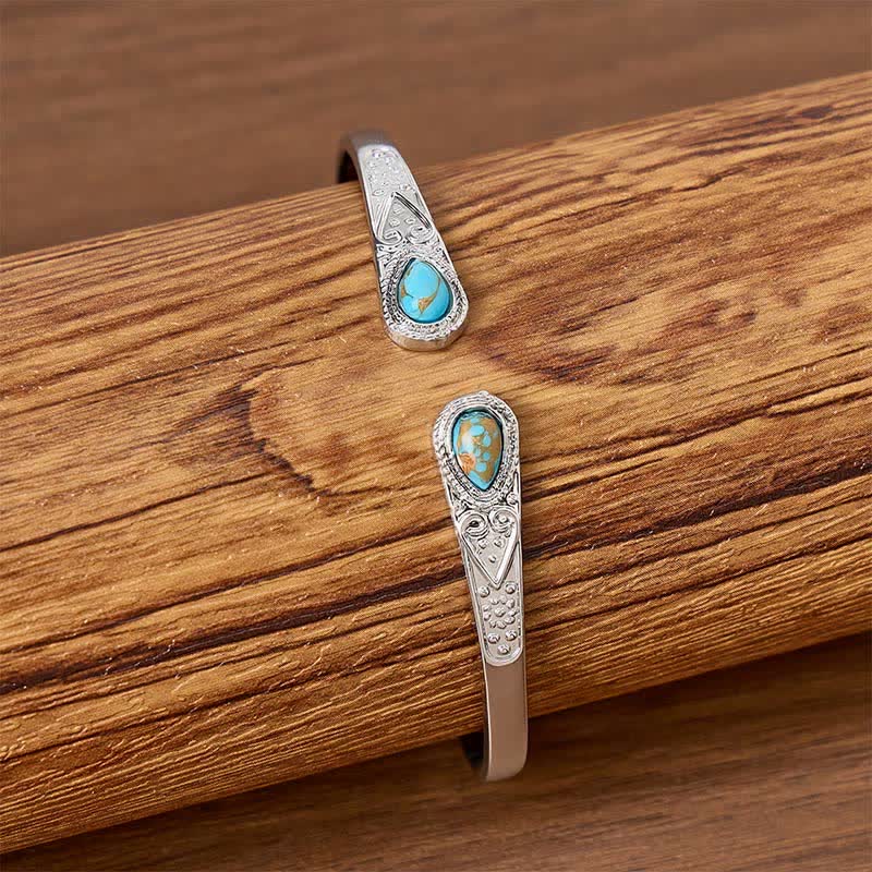Bracelet manchette ouvert Rugged Beauty à double larme turquoise - image 1