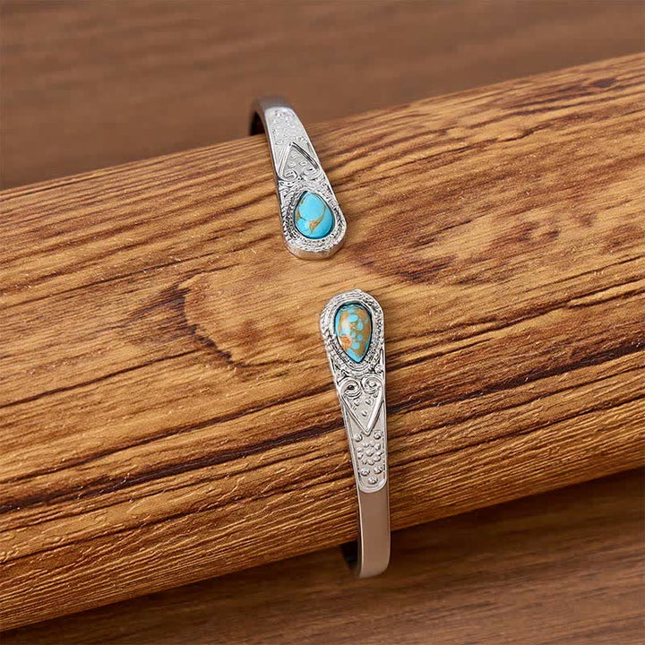 Bracelet manchette ouvert Rugged Beauty à double larme turquoise - image 1