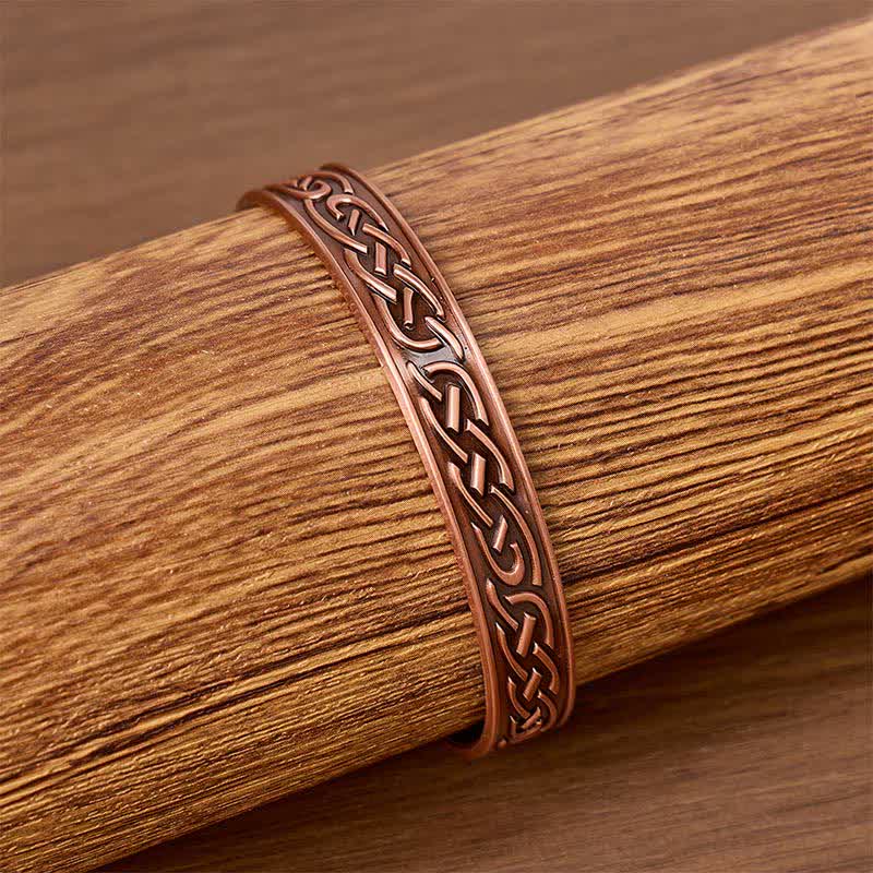 Bracelet magnétique ouvert en cuivre à motif rose et à fleurs de rose - image 1