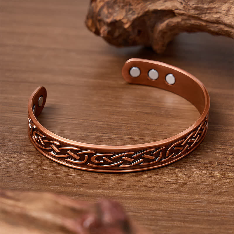 Bracelet magnétique ouvert en cuivre à motif rose et à fleurs de rose - image 2
