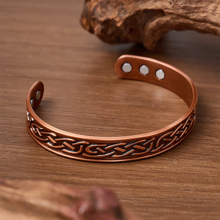 Bracelet magnétique ouvert en cuivre à motif rose et à fleurs de rose - image 2