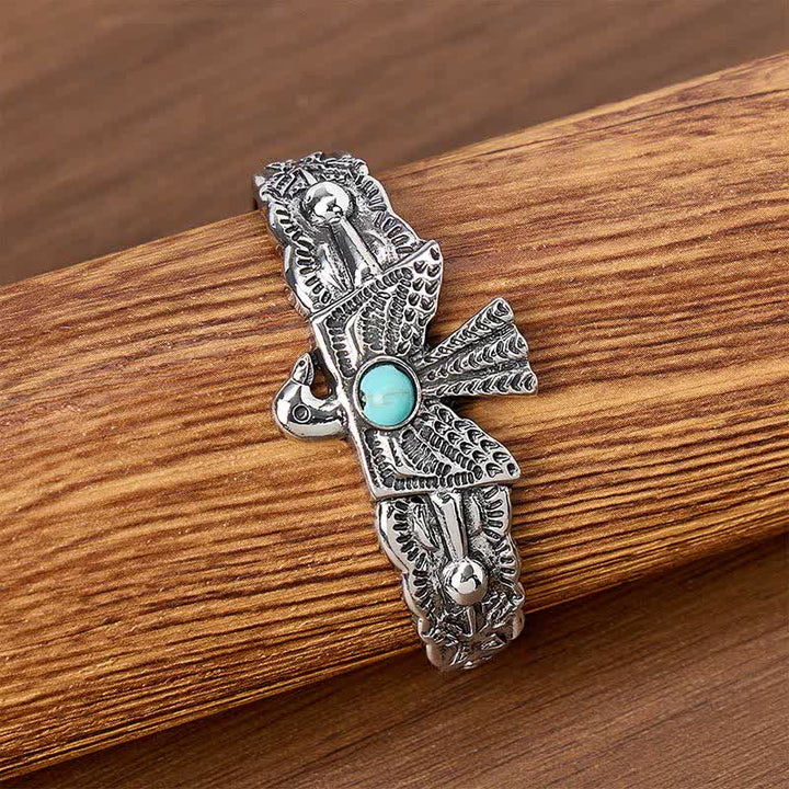 Bracelet manchette ouvert turquoise Western Eagle Thunderbird - image 3