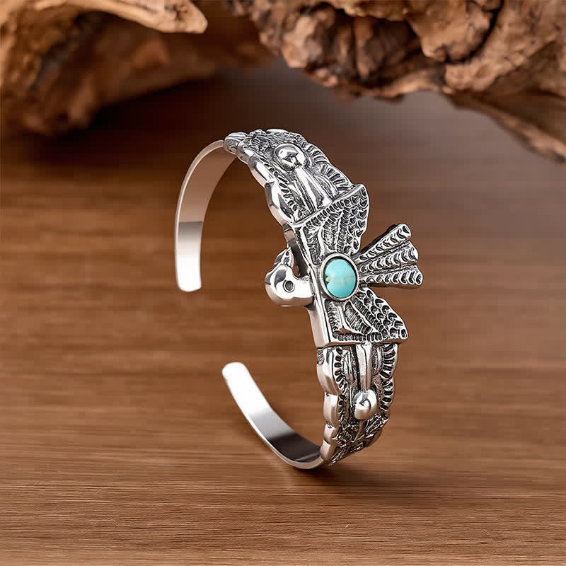 Bracelet manchette ouvert turquoise Western Eagle Thunderbird - image 2