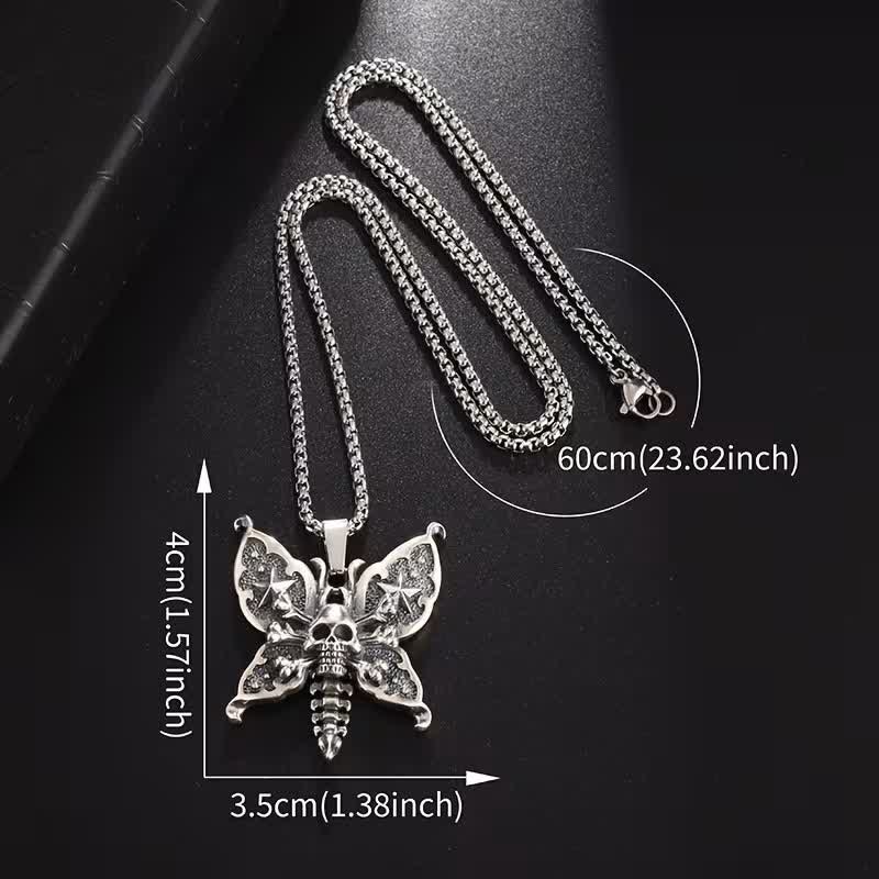 Collier papillon de nuit gothique crâne avec ailes étoilées - image 8