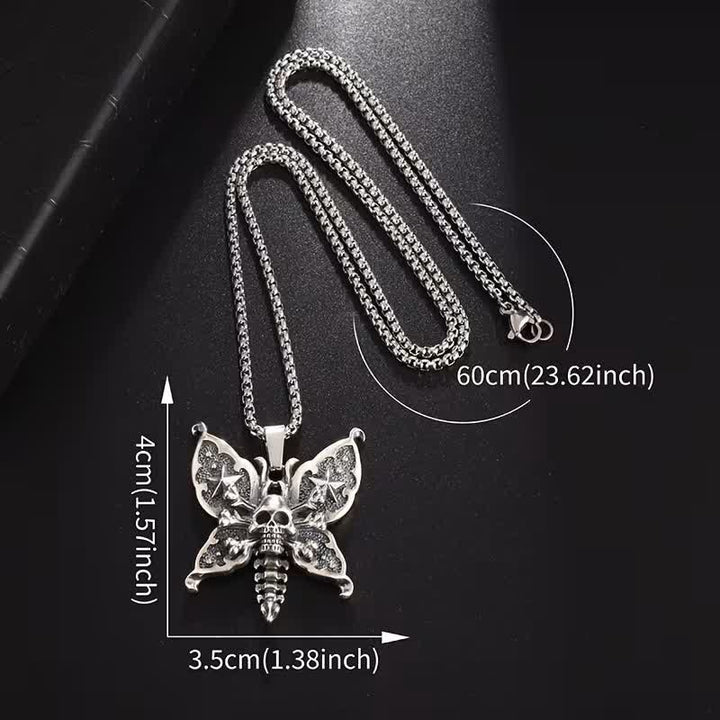 Collier papillon de nuit gothique crâne avec ailes étoilées - image 8