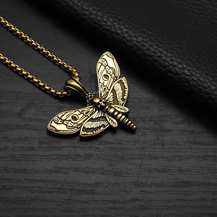 Collier unisexe gothique punk avec motif de papillon de nuit et tête de mort - image 7