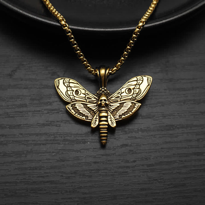 Collier unisexe gothique punk avec motif de papillon de nuit et tête de mort - image 6