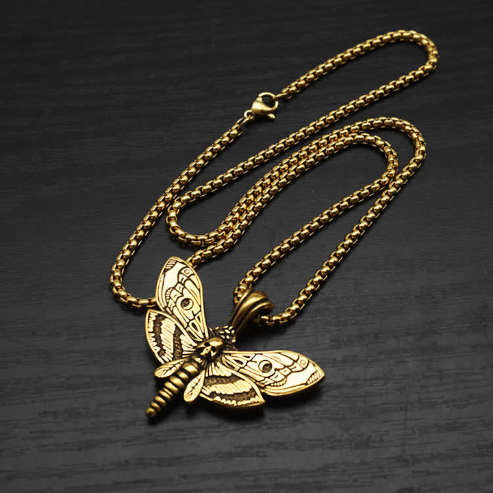 Collier unisexe gothique punk avec motif de papillon de nuit et tête de mort - image 8