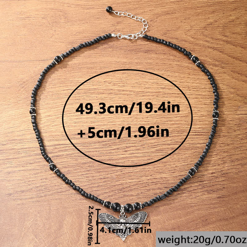 Collier ras du cou bohème gothique à perles et motif papillon tête de mort - image 3