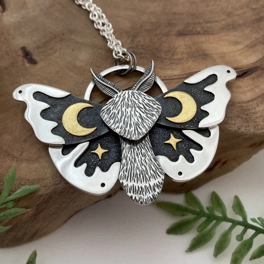 Collier papillon lunaire céleste Gothic Moons & Stars - Argent - image 0