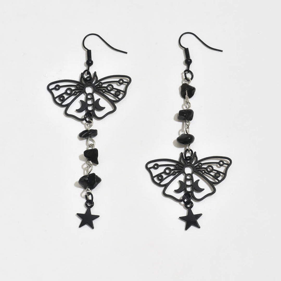Boucles d'oreilles pendantes en cristal Luna Moth, lune et étoile célestes - image 6