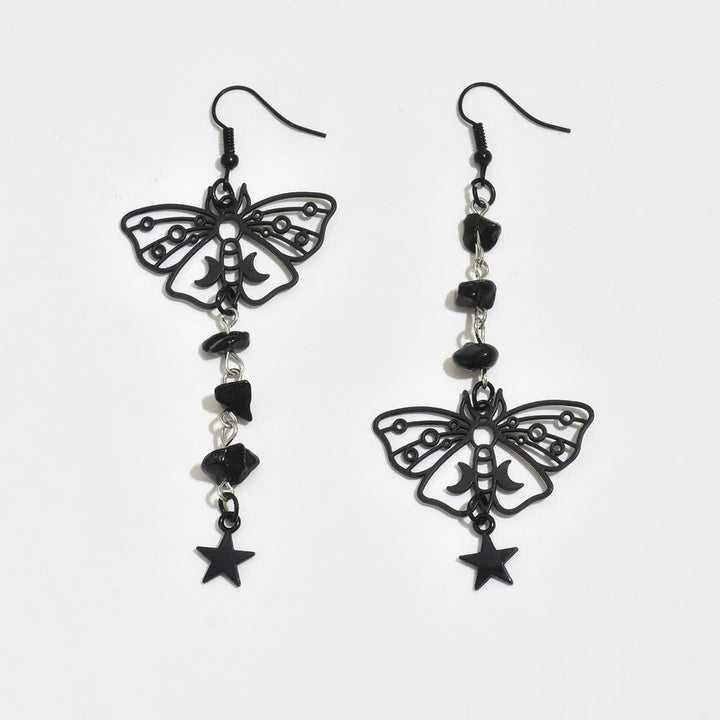 Boucles d'oreilles pendantes en cristal Luna Moth, lune et étoile célestes - image 6