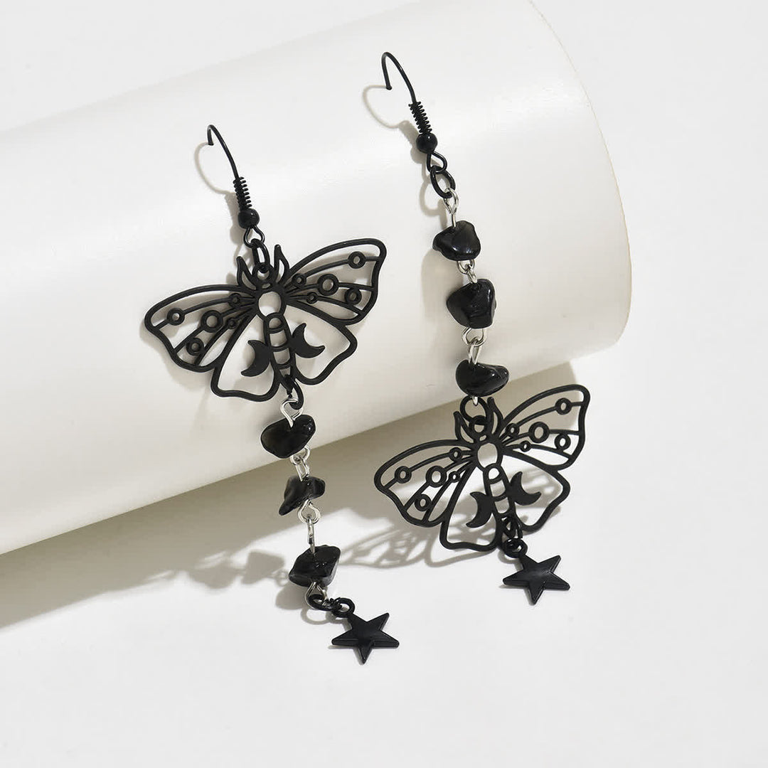 Boucles d'oreilles pendantes en cristal Luna Moth, lune et étoile célestes - image 5