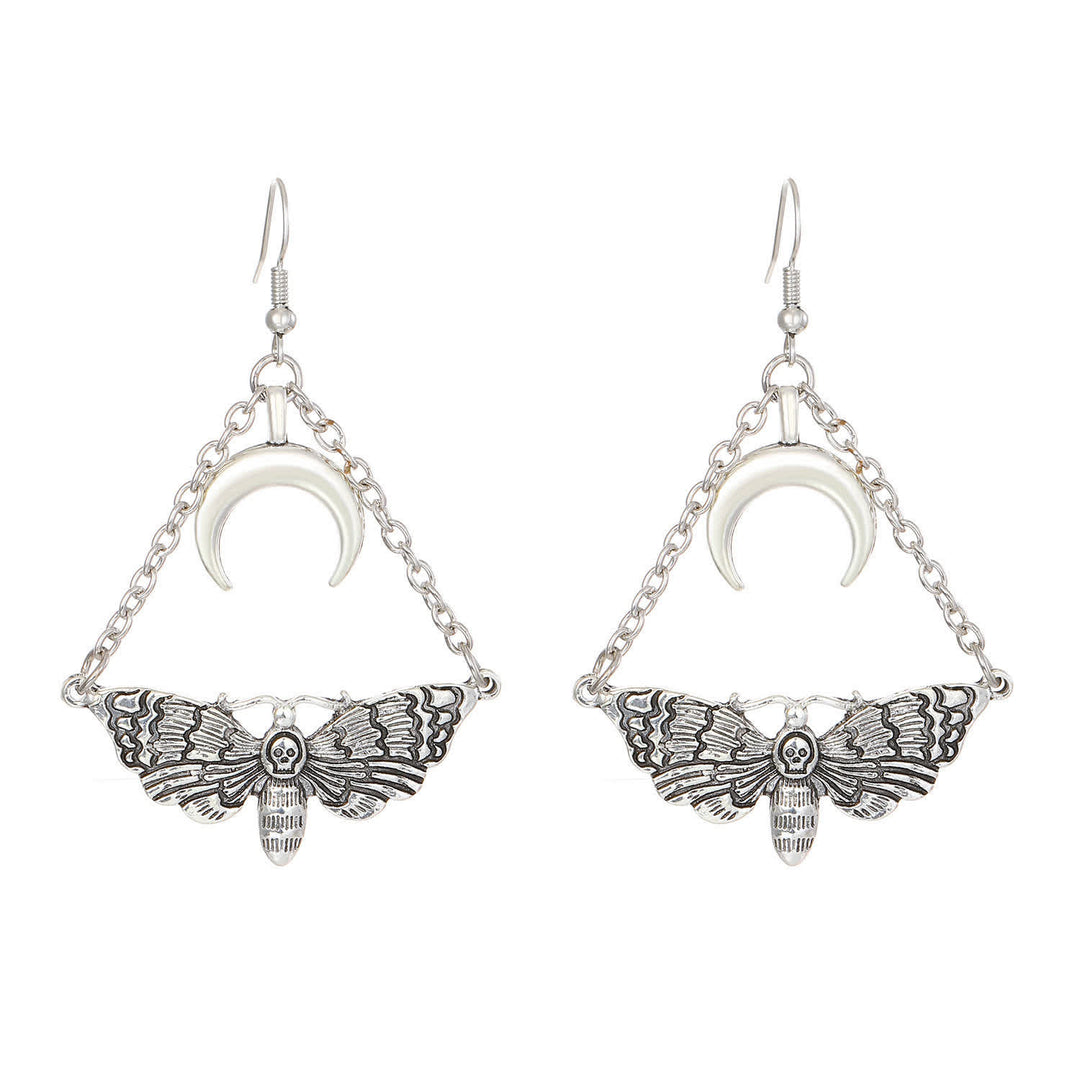 Boucles d'oreilles pendantes en forme de croissant de lune, motif papillon de nuit à l'esthétique sombre - image 7