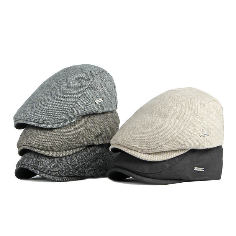 Béret à calotte plate en tweed style britannique traditionnel - image 1