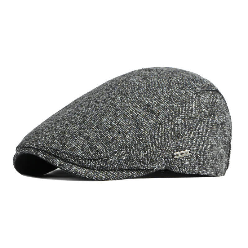 Béret à calotte plate en tweed style britannique traditionnel - Gris foncé - Réglable (21 5/8"-23 1/4") - image 2