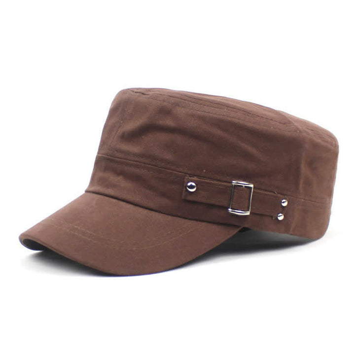 Casquette militaire emblématique en coton, style cadet, avec boucle latérale - Café - M (22"-22 7/8") - image 3