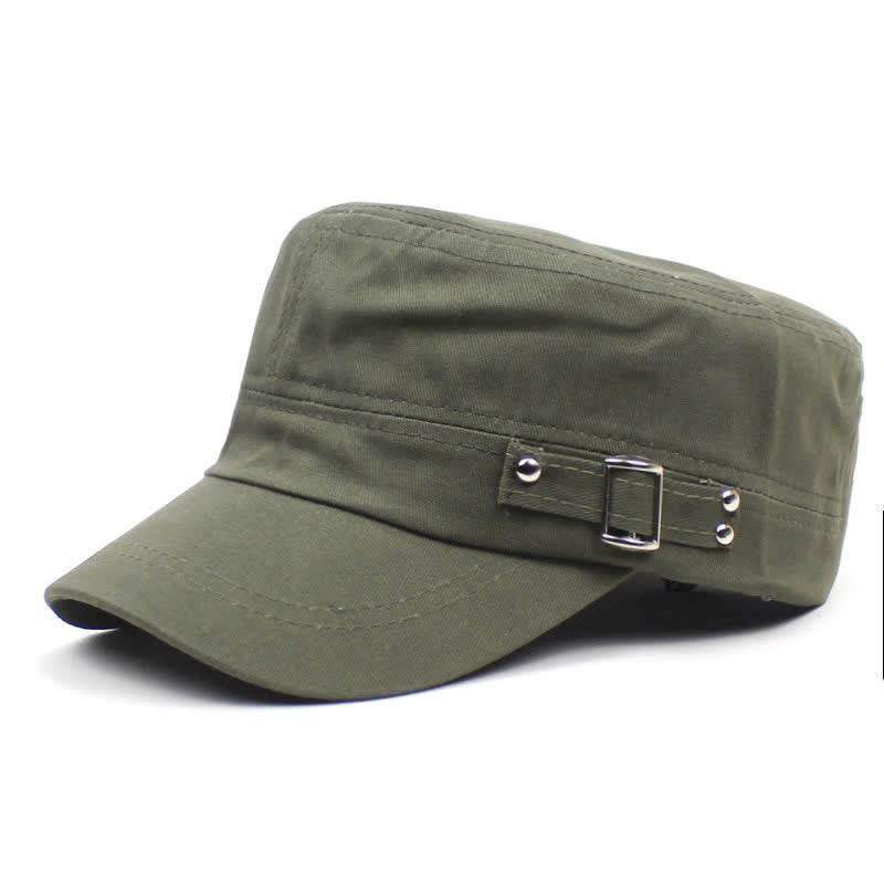 Casquette militaire emblématique en coton, style cadet, avec boucle latérale - Vert armée - M (22"-22 7/8") - image 0
