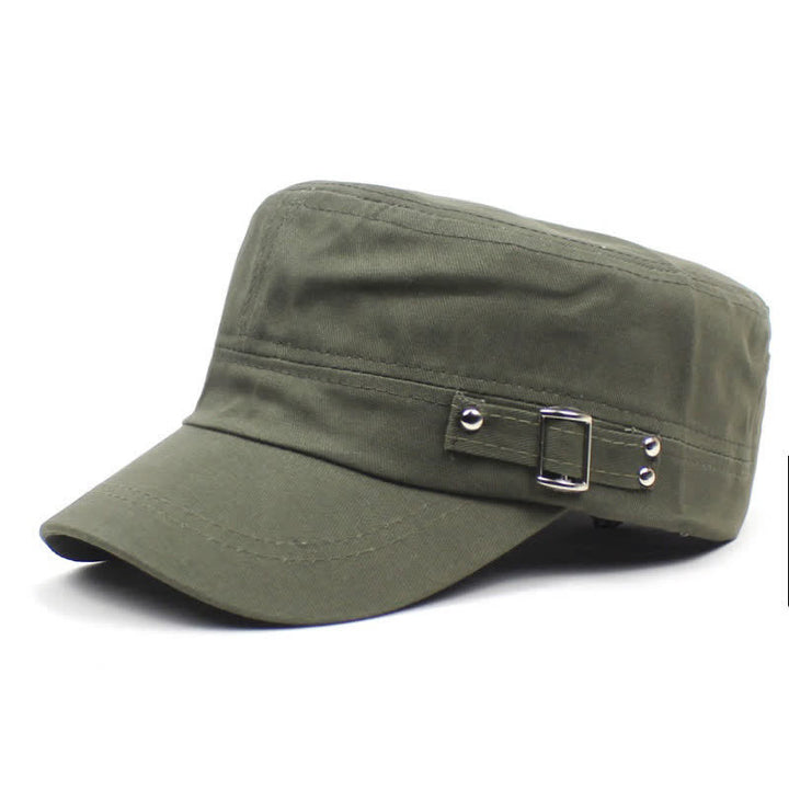 Casquette militaire emblématique en coton, style cadet, avec boucle latérale - Vert armée - M (22"-22 7/8") - image 0