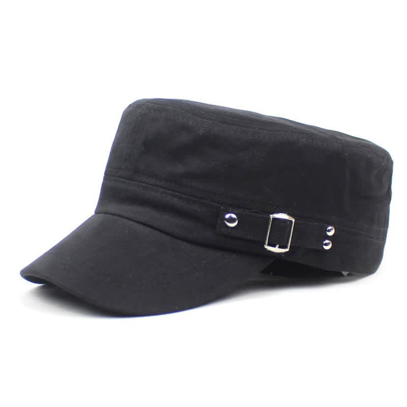 Casquette militaire emblématique en coton, style cadet, avec boucle latérale - Noir - M (22"-22 7/8") - image 1