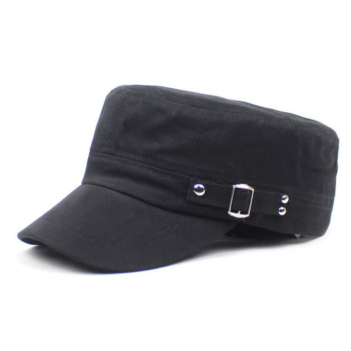 Casquette militaire emblématique en coton, style cadet, avec boucle latérale - Noir - M (22"-22 7/8") - image 1