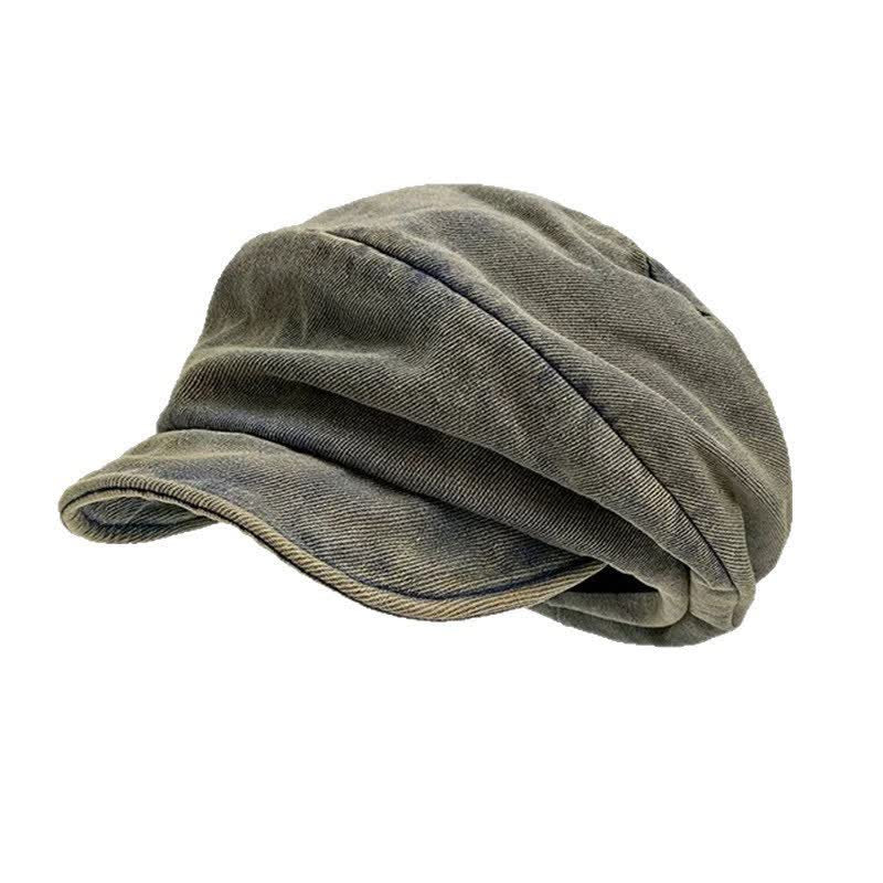 Béret souple en coton lavé gris olive artistique - Gris olive - M (22"-22 7/8") - image 0