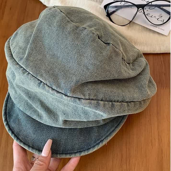 Béret souple en coton lavé gris olive artistique - image 3