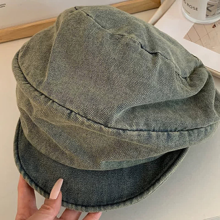 Béret souple en coton lavé gris olive artistique - image 2