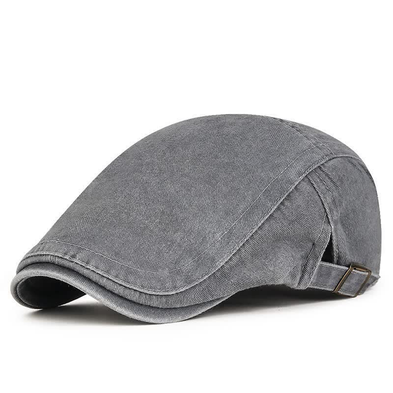 Béret en coton lavé d'inspiration rétro pour tous les jours - Gris - Réglable (21 5/8"-23 5/8") - image 8