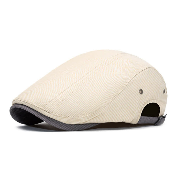 Béret plat à fines rayures pour la conduite urbaine avec sangle réglable - Ivoire - Réglable (22"-24") - image 0