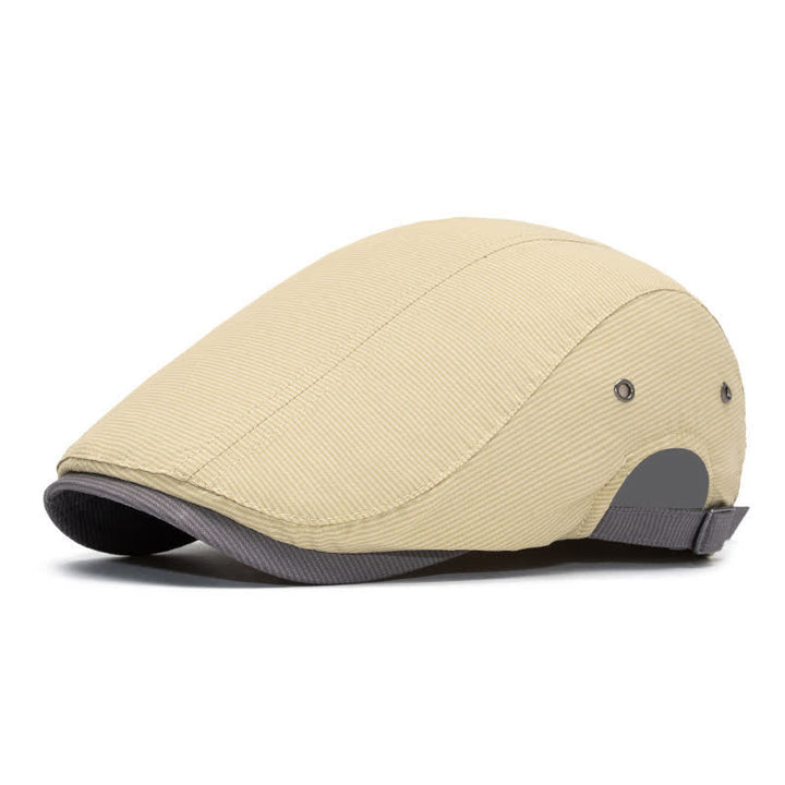 Béret plat à fines rayures pour la conduite urbaine avec sangle réglable - Beige - Réglable (22"-24") - image 11