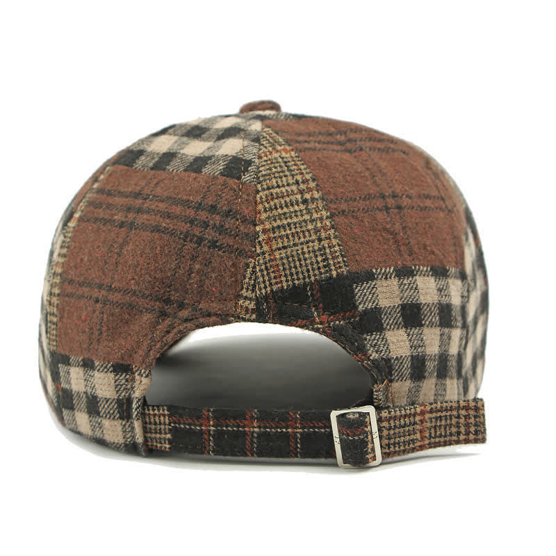 Béret chaud à carreaux patchwork et pied-de-poule, style gavroche, couleur lierre - image 9