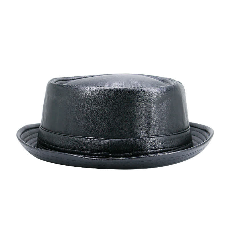 Chapeau Fedora classique en cuir imperméable Pork Pie - Noir - M (22"-22 7/8") - image 0