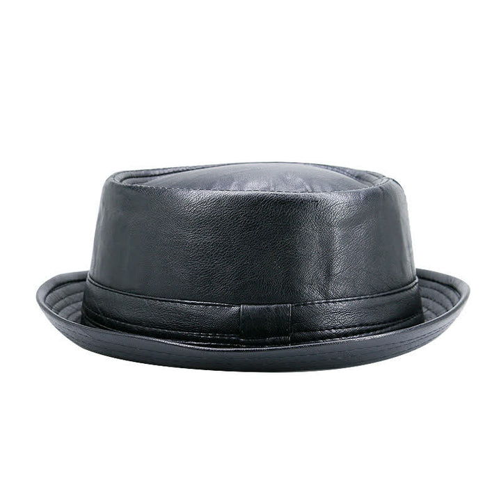 Chapeau Fedora classique en cuir imperméable Pork Pie - Noir - M (22"-22 7/8") - image 0